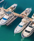 Marina with docked boats, suitable for use with Marine Grade Lubricant and Penetrating Oil for Boats and Gear NSF H1 Marine Formula.