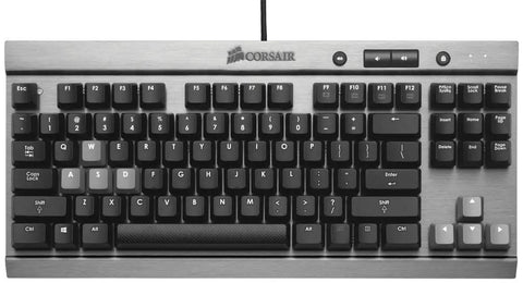 Goat Tier Compact Tenkeyless Mechanical Gaming Keyboard Featuring Cherry MX Red Switches top view on metal frame showing keys and design.