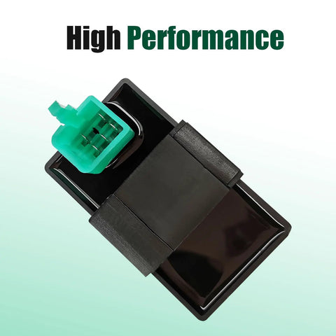 5 Pin AC CDI Box Replacement for 50cc to 125cc ATVs Go Karts Dirt Bikes with green connector, side view.