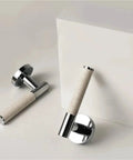 Lychee Skin Door Lock Set In Brass Gray with dummy handle displayed on a white surface, ideal for modern interior doors.