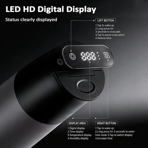 Smart Vacuum Coffee Bean Storage Container With Digital Temperature And Humidity Display Tracks Freshness showing LED digital display and controls