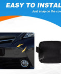 Toyota Prius V Front Bumper Tow Hook Cover Cap Left Driver Side Silver For 2012 2013 2014 shown beside easy install graphic