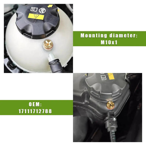 Solid Brass Radiator Coolant Air Bleeder Screw With Quality Rubber O Ring For BMW X1 And X3 on radiator cap, M10x1 fitting.