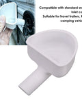 Wide Mouth RV Water Inlet Funnel With Rotating Lock, white PLA tool for easy fresh water tank fill on RVs and trailers.