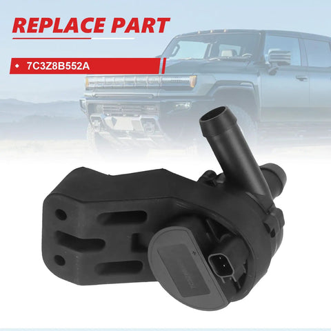 Kick Overheating To The Curb With This Badass Auxiliary Coolant Pump Built For 2008 To 2010 Ford F-250 F-350 F-450 F-550 Super Duty 6.4L V8 Diesel Rigs And Trucks, black plastic part with connecting pipe.