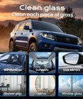 Fast Fix Glass Crack Repair Kit For Windshields With 30ml Repair Liquid Includes Blade Towel And Five Curing Films Two Pack Easy DIY Auto Glass Repair advertisement showing car and various glass types.