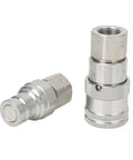 2 Pcs Heavy Duty Hydraulic Quick Coupler Set 3 8 In Npt Flat Face Fittings With Zip Caps For High Pressure Excavator Construction Keeping Tight Seals Made From Carbon Steel Zinc Coat Allowing For Easy Hook Up No Leak Guarantee On Heavy Jobs. two couplers