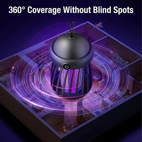 Cordless Indoor Outdoor Bug Zapper With 365Nm UV Light Attracts Mosquitoes Flies Wasps And Moths in a room with 360° coverage