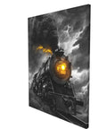 Kickin Steam Locomotive Canvas Wall Art 16x20 Inch Modern Living Room Decor Poster Print showing a dynamic train in stormy weather.