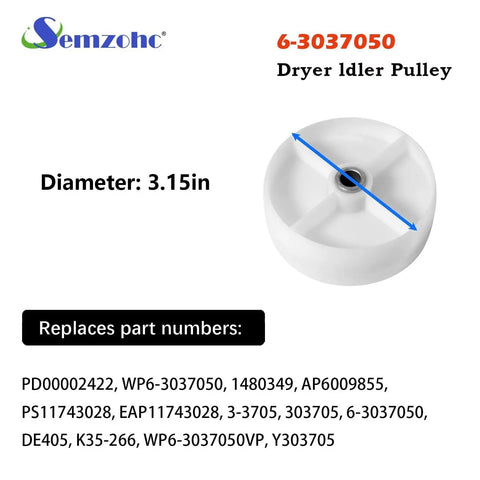 Complete Dryer Repair Kit With 100 Inch Drum Belt And Roller Bearings, Idler Pulley And Tumbler Bearing Set included idler pulley