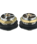 Bathroom Silver Pop-Up Bathtub Waste Drain-Plug, Alloy and Brass Floor Drain for Tub, Water-Tight Seal Push Button Mechanism(2pcs), close-up view.
