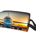 Aircraft at Sunsets Print Dopp Kit Travel Cosmetic Bag for Makeup and Toiletries, airplane design, durable 600D fabric