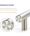 Close-up of 35 Pack 5 Inch Brushed Nickel Cabinet Pulls Stainless Steel Kitchen Drawer Cupboard Handles With 3 Inch Hole Centers
