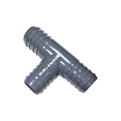 Barbed Tee PVC 3-Way Hose Connector for Irrigation and Plumbing, Multi-Size Kit with 1/2 in, 3/4 in, 1 in, 1-1/4 in, 1-1/2 in, 2 in Fittings, Secure with Hose Clamps, Durable USA Made Irrigation Fitting, Easy Split or Merge Lines gray PVC tee connector