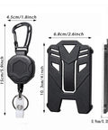 Retractable Badge Reel With Heavy Duty Carabiner Clip And Lanyard For ID Cards Holder, black, measurements shown, built for everyday carry