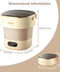 Portable Foldable Washing Machine 13 Liter Mini Washer With Spin Basket dimensions displayed in beige with 33.5cm height and 16.2cm diameter.