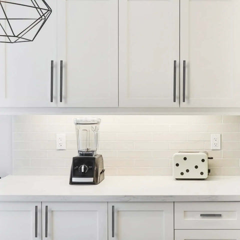 10 Pack 5 Inch Knurled Cabinet Pulls Matte Black Drawer Handles Slick Grip For Kitchen Cupboards, modern kitchen with matte handles.