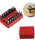 Solid 33 Piece Screwdriver Bit Kit Made From Tough 45# Steel Perfect For Torx Spanner Hex Star Driver Bits With Holder Rod For Your DIY Repair Jobs And Home Upgrade Projects In A Super Durable Gray Finish. Red 33-piece steel bit set with holder rod and storage case