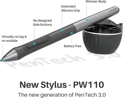 Compact Drawing Tablet With Slick Scroll Wheel And Ergonomic Stylus Delivering Sick Precision And Butter Smooth Pressure Response Perfect For Pc Artists Seeking Zero Lag Creativity And Hassle Free Setup In Sleek Black - Stylus with silicone grip and side buttons.