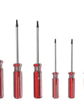 Six Piece Triangle Screwdriver Set With Magnetic Tips And Red Handles For Electronics And Toys Includes 1.8, 2.0, 2.3, 2.7mm