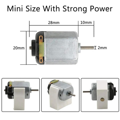 Mini motor dimensions for Kids DIY DC Motor Kit With 131 Pieces And 66 Gears Six Pack Bundle 1.5 To 3 Volt Mini Motors Up To 15000 RPM