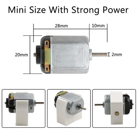 Made For Makers Sntieecr 6 Piece Dc Motors Kit With Mini 3V 15000 RPM Motors and dimension illustrations