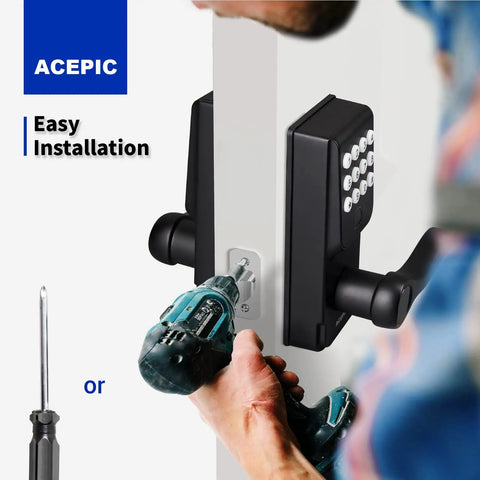 Installation of Metal Keyless Entry Smart Door Lock With Keypad Fingerprint Passcode Fob And App Control Digital Matte Black