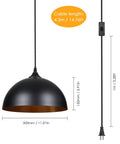 Dope Two Pack Metal Dome Pendant Lights With 15 Foot Plug In Cord And On Off Switch For E26 Bulbs Black Barn Farmhouse Style Pendant Lighting