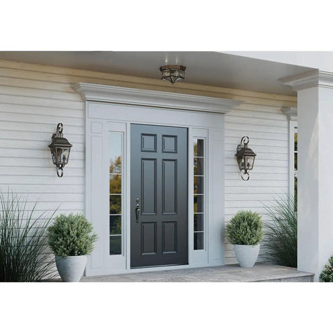 4 Light Beveled Glass Close To Ceiling Indoor Light Fixture In Antique Bronze With Clear Geometric Panels Model P5789 20 on porch