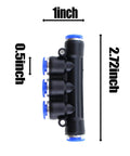 Five Way Inline Manifold Fittings Push In Quick Connect For 6mm Tube Outer Diameter 1/4 Inch Air Line High Pressure 0 To 150 PSI
