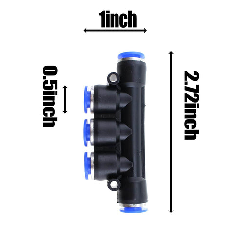 Five Way Inline Manifold Fittings Push In Quick Connect For 6mm Tube Outer Diameter 1/4 Inch Air Line High Pressure 0 To 150 PSI