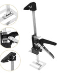 Heavy Duty 2 Piece Furniture Lifter Jack Tools Clear Adjustment Markings For Hassle Free Door Cabinet And Sofa Moving solid steel frame design with measurement guide.