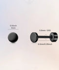 Straight Up Titanium Screw Back Stud Earrings Zero Drama For Sensitive Skin Medical Grade F136 Nickel Free showing black dot design and measurements.