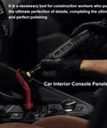 Using Cordless Detail Polisher Kit 12V Rotary Tool With Battery 5000 To 25000 RPM on car interior console