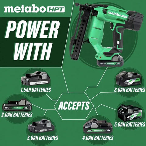 Beast Of A 18V MultiVolt Cordless Stapler Kit With 1/4-Inch Narrow Crown Accepts multiple battery types shown as illustrations