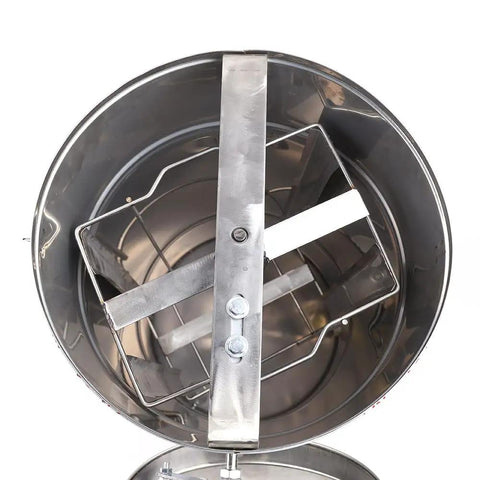 Top view of Two Frame Stainless Steel Honey Extractor Manual Beekeeping Drum Spinner For Easy Honey Extraction Durable Apiary Centrifuge Equipment