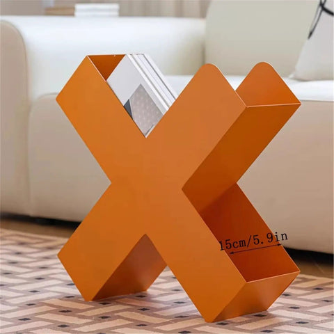 Orange Dope Geometric Iron Floor Bookshelf With Nordic Vibe, Multi Angle Metal Organizer, sleek modern design, 460×150×460mm