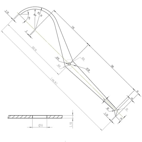 Heavy Duty Boss Level Double Ended Bowl Caliper Stainless Steel Measuring Gauge technical drawing with dimensions.