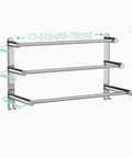 Retractable 17 To 31 Inch Towel Rack With Hooks Three Tier Wall Mount Shelf Bar In SUS304 Stainless Steel No Drill Adhesive