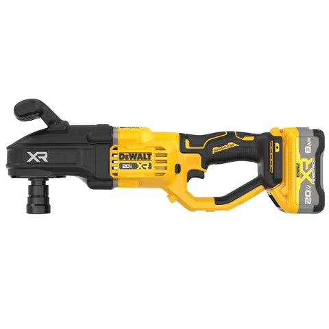 Badass Heavy Duty Cordless Stud And Joist Drill Kit Includes 20V Max Battery And Charger With Anti Rotation Feature And Massive 4 Inch Hole Capacity Designed To Crush Wood Projects Like A Champ side view of drill with 20V battery