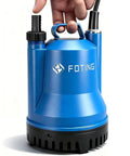 Portable Submersible Sump Pump No Nonsense 1/4HP 1676GPH For Clean And Dirty Water Removal, blue utility pump with handle