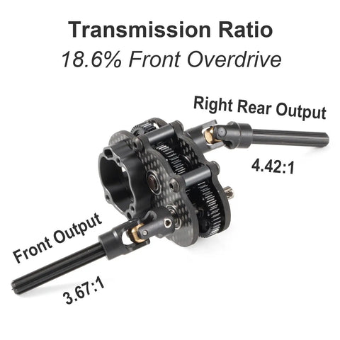 Carbon Fiber OD 3 Transmission Overdrive Gearbox 18.6 Front OD for 1 to 10 RC Crawler LCG Chassis Comp Rigs right motor