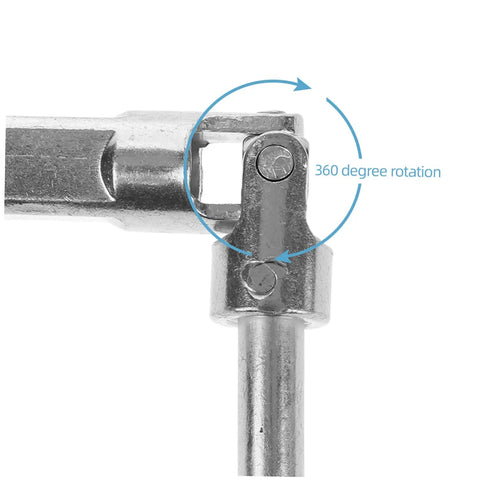 Heavy Duty Steel Universal Jack Head Adapter 16mm Square Shaft Joint Replacement showing 360 degree rotation feature.