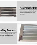 Heavy Duty Stainless Steel Ventilation Duct Cover With Hinged Access Panel For Drywall And Exterior Vents 34X40 Inch showing reinforcing bar and welding process.