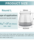 Diagram showcasing 24 Pack Round Silicone Felt Chair Leg Protectors for Hardwood Floors, fits 1 5/16" to 2" size details.