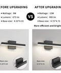 Comparison of LED Bathroom Vanity Light Bar 15.75 Inch Black Wall Sconce 12W 4000K with upgraded efficiency and brightness.
