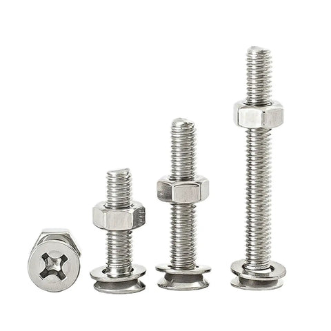 M6 Countersunk Cross Head Screws And Nuts Kit In Stainless Steel SS304 50 Sets, set of screws and nuts
