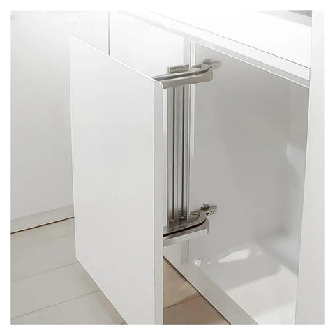 Smooth And Sleek Cabinet System Door With Lateral Hinge in white showing quiet sliding rails for wardrobe or closet