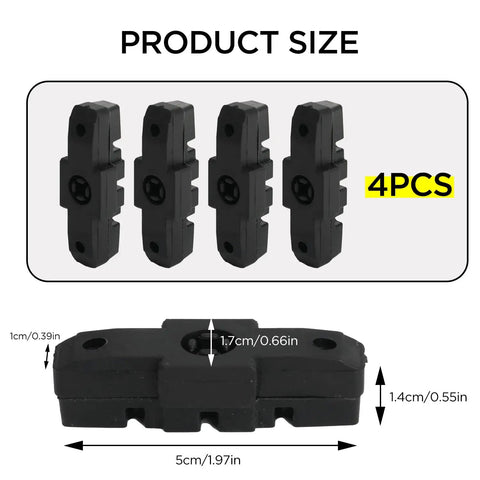 Two Pairs Bicycle Brake Pads Replacement For HS11 HS22 HS24 HS33, Durable Rubber Pads, Product Size Dimensions Shown