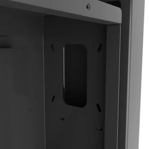Interior view of Heavy Duty 55 Inch Outdoor Portrait Kiosk Weatherproof Digital Signage Enclosure showcasing mounting features.